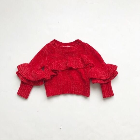 Cat & Jack NWOT chenille ruffle sweater 18m/4T - Picture 2 of 3